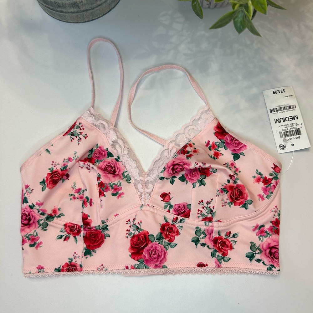 INC pink floral bralette lace Medium